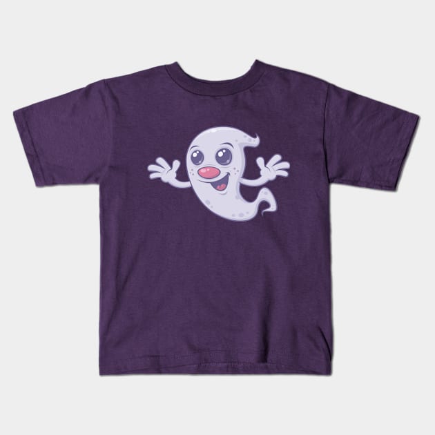 Cute Retro Ghost Kids T-Shirt by fizzgig